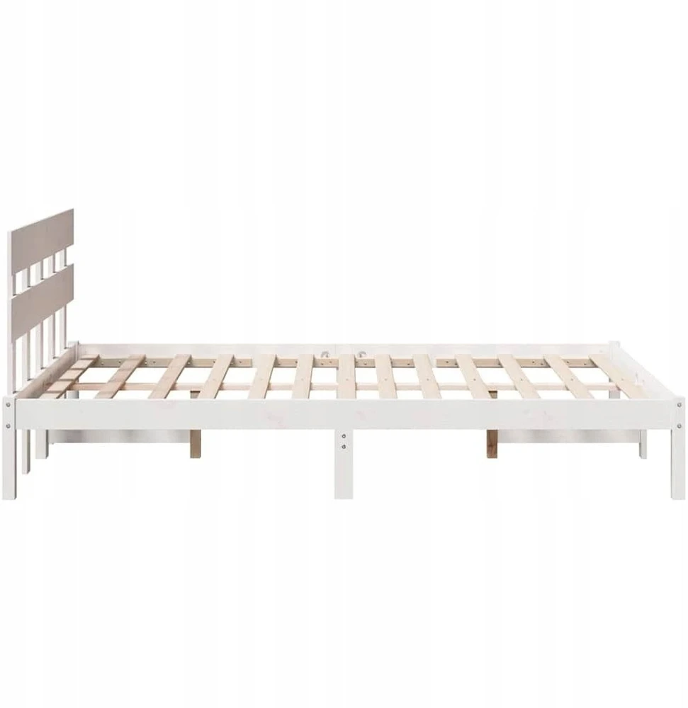 Lova Lovos rėmas Balta 135 x 190 cm Pušies medienos masyvas