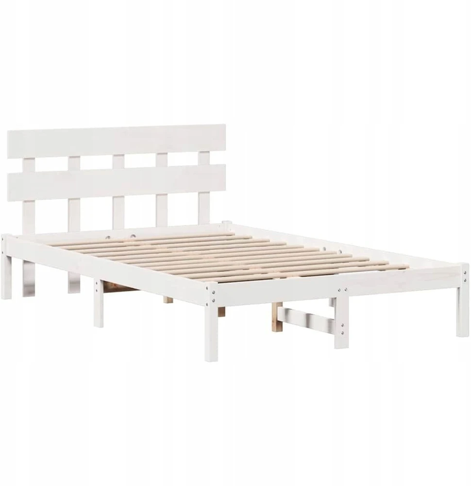 Lova Lovos rėmas Balta 135 x 190 cm Pušies medienos masyvas