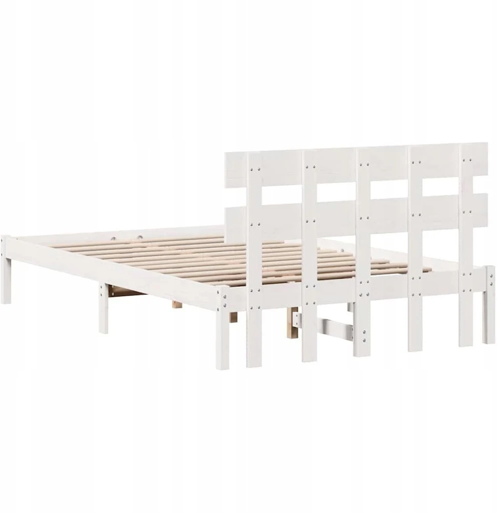 Lova Lovos rėmas Balta 135 x 190 cm Pušies medienos masyvas