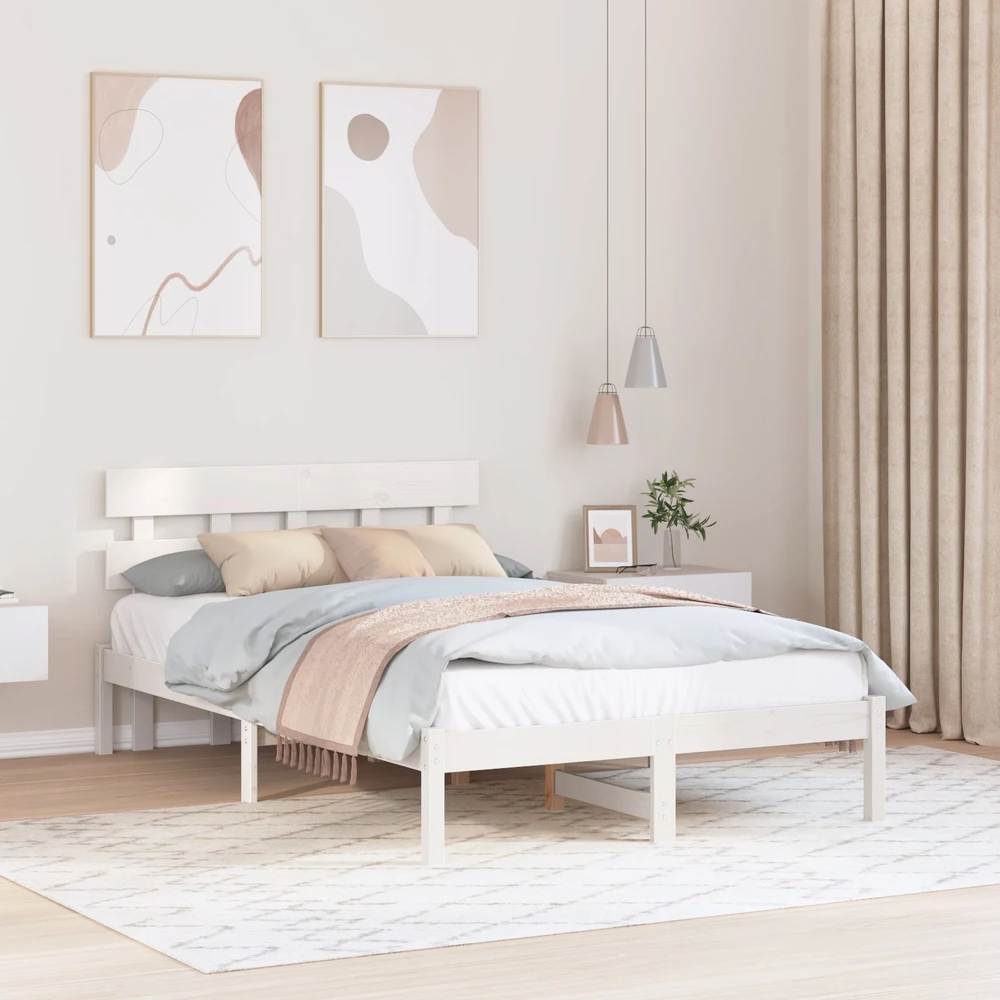 Lovos rėmas Balta 140 x 190 cm Pušies medienos masyvas