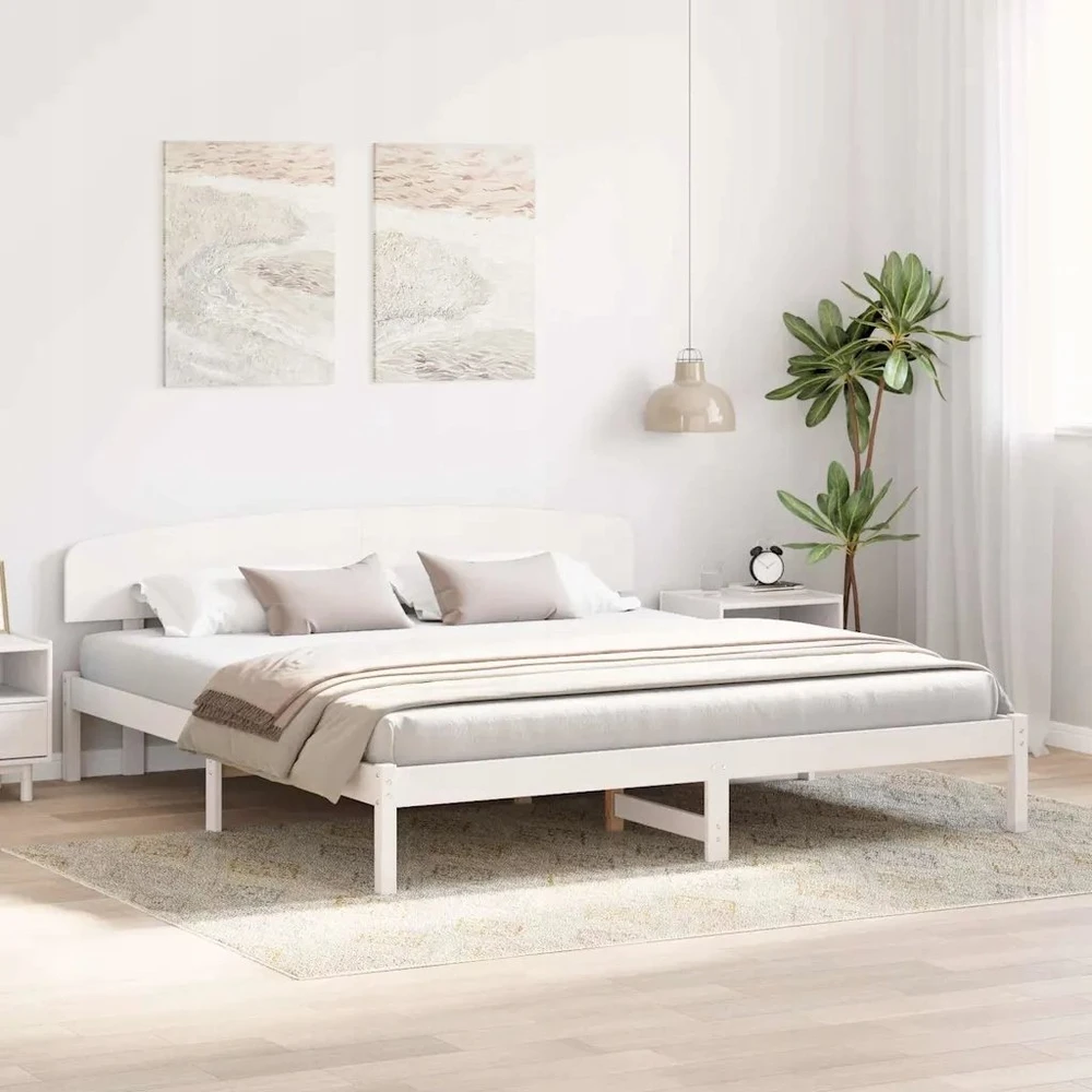 Lovos rėmas Balta 180 x 200 cm Kietos pušies mediena