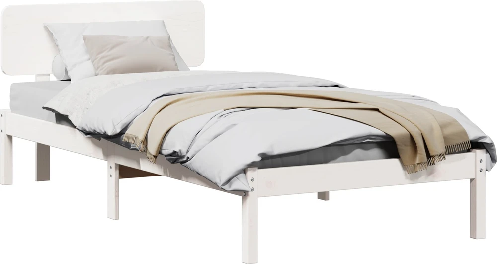 Lovos rėmas Balta 90 x 190 cm Kietos pušies mediena