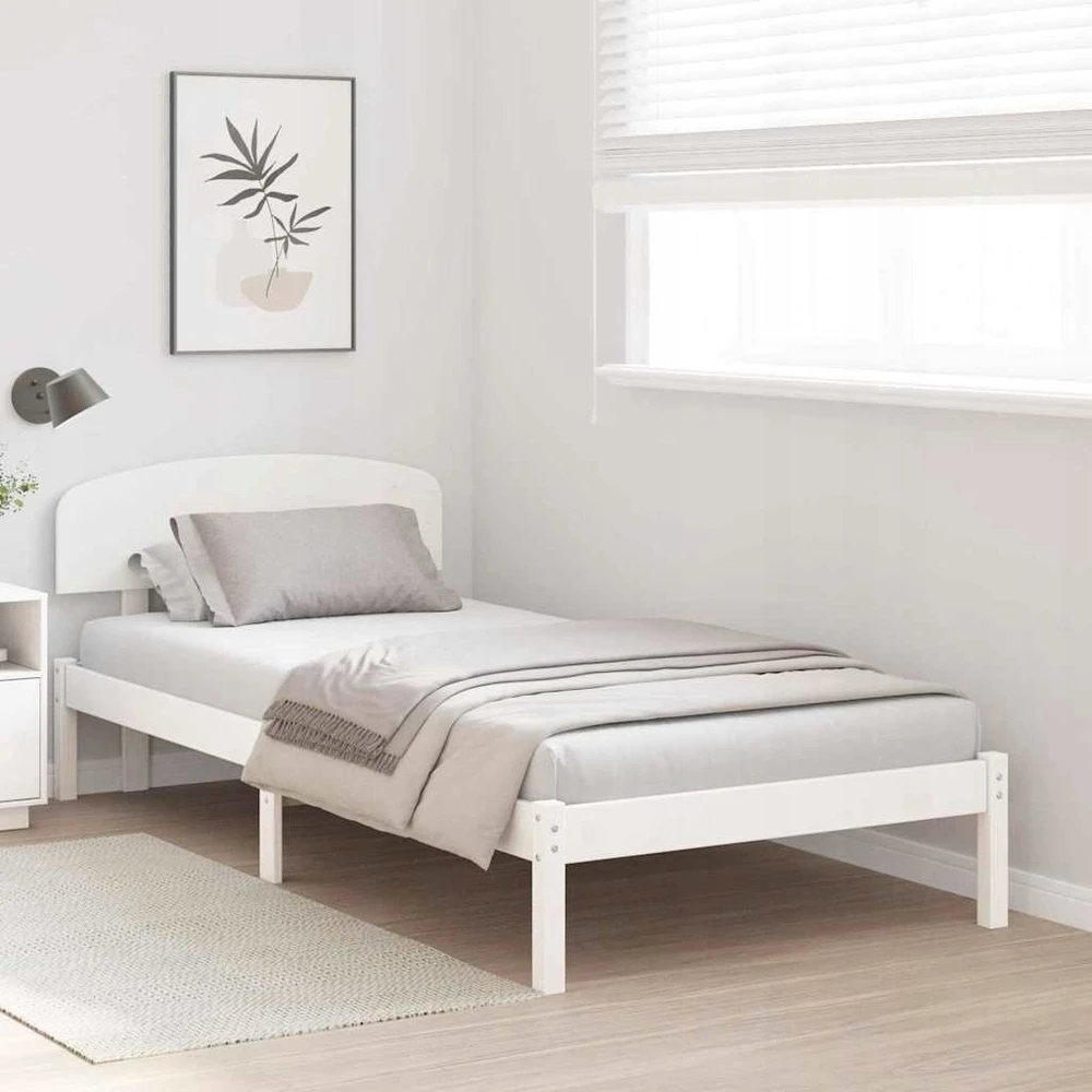 Lovos rėmas Balta 90 x 200 cm Kietos pušies mediena