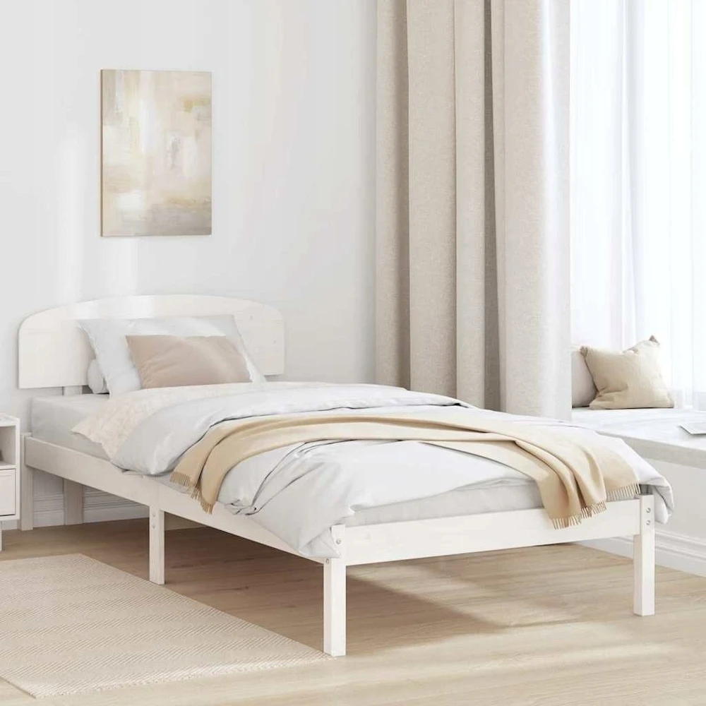 Lovos rėmas Balta 90 x 200 cm Kietos pušies mediena