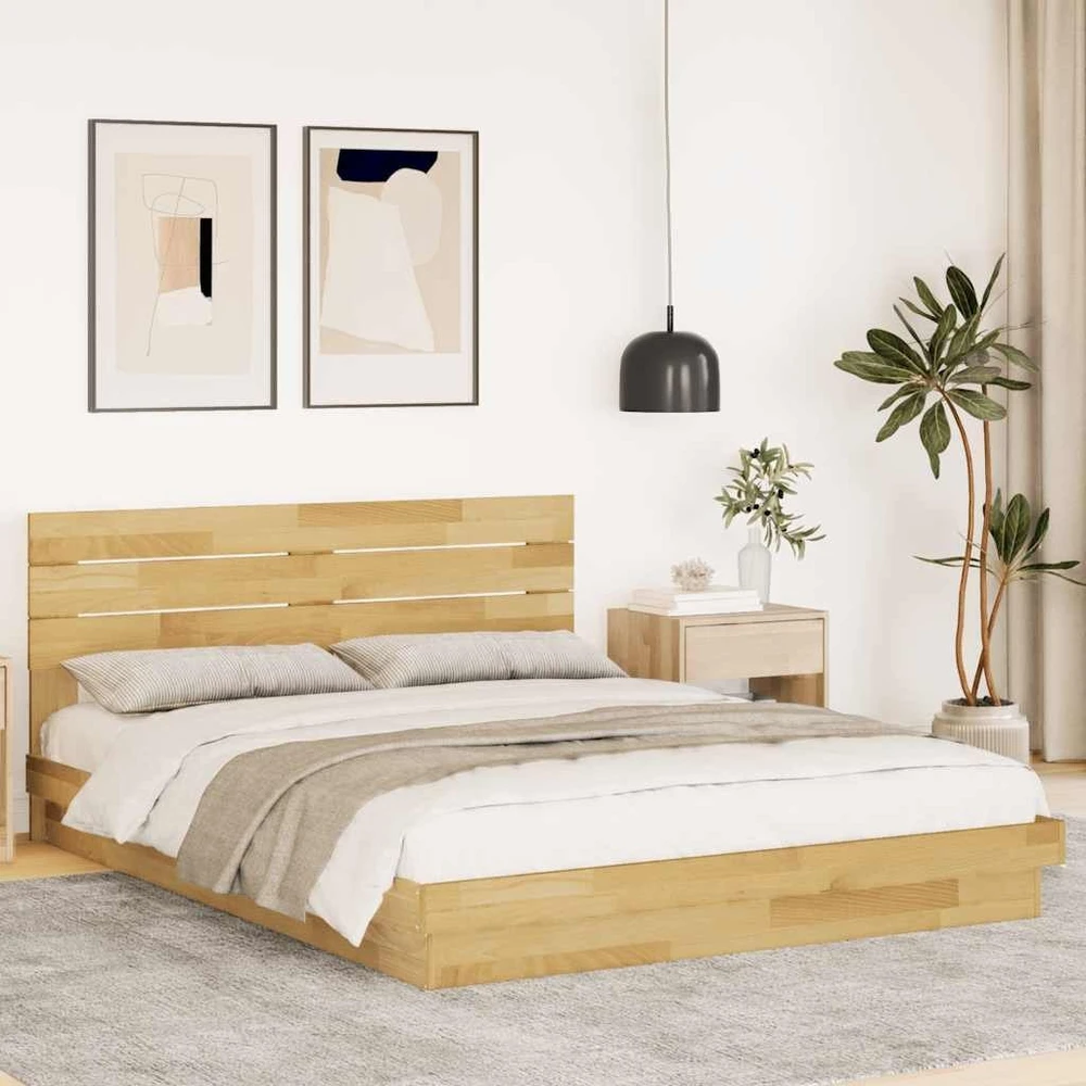 lovos rėmas su galvūgaliu be čiužinio 150x200 cm ąžuolo masyvo