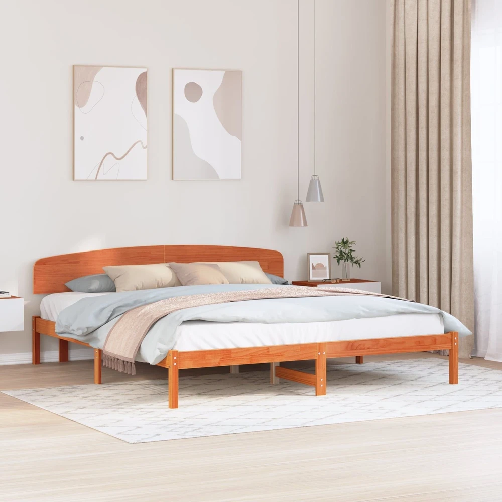 Lovos rėmas Vaško ruda 180 x 200 cm Kietos pušies mediena