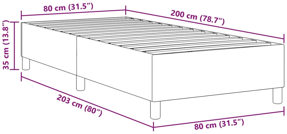 Lova Platforminės lovos rėmas Mėlyna 80 x 200 cm Kordūrinis audinys