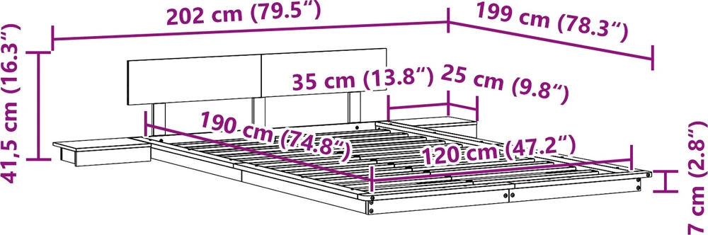 Lovos rėmas Ruda 120 x 190 cm Medis