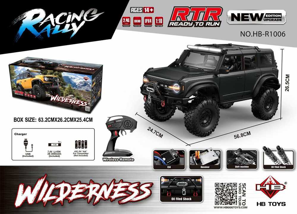 Ramiz Nuotolinio valdymo automobilis Wilderness RTR 1:10 juodas (ZRC.HB-R1006)