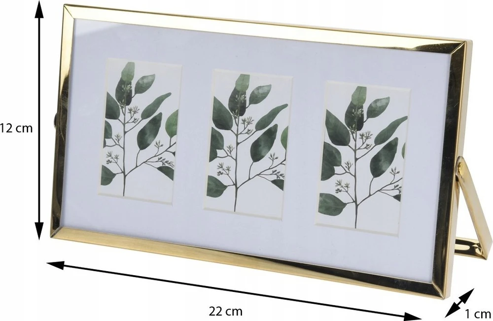 Nuotraukų rėmelis Home Styling Collection Metalinis rėmelis trims nuotraukoms, paspartas, 22 x 12 x 1 cm