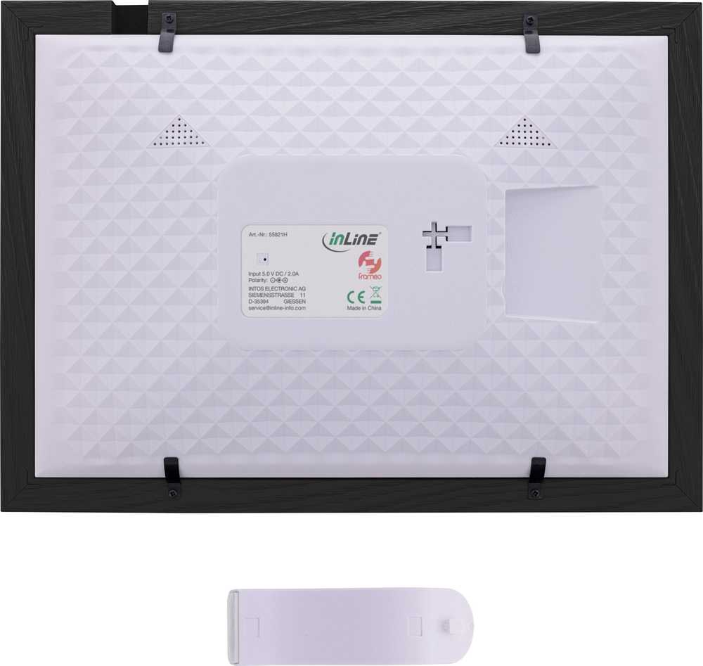 Nuotraukų rėmelis Ramka InLine ®, skaitmeninė WiFi nuotraukų ramka WiFRAME 2, 10.1'', 1920x1200 16:10 LCD IPS jutiklinis ekranas, Frameo APP, balta, įskaitant 3 keičiamus išorinius rėmelius