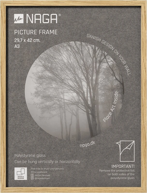 Nuotraukų rėmelis Ramka NAGA Picture frame, 29,7x42 cm, oak wood Picture frame, 29,7x42 cm, oak wood (17056)