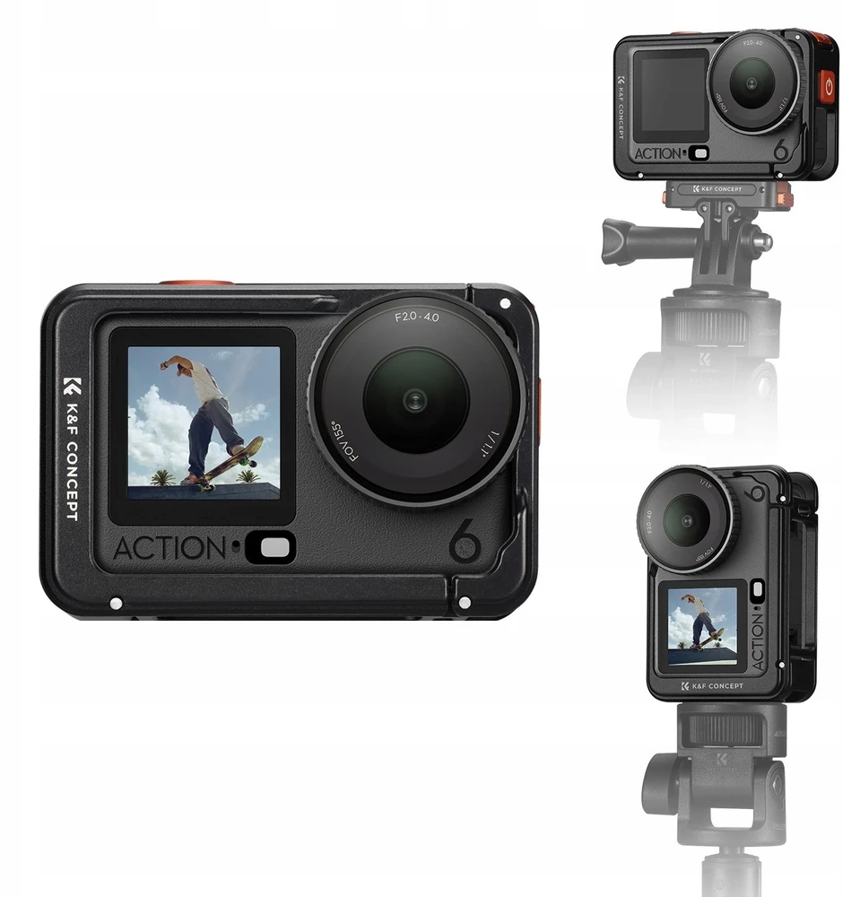 K&F CONCEPT aliumininis kameros narvelis DJI Osmo Action 6 su karštosios jungties laikikliu KF12.0026