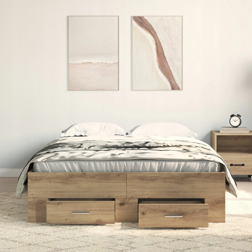 Lova Lovos rėmas Amatininkų ąžuolas 120 x 200 cm Apdirbta mediena