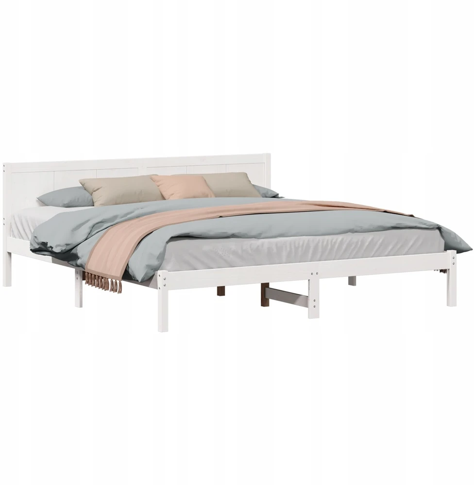 Lovos rėmas Balta 200 x 200 cm Pušies medienos masyvas