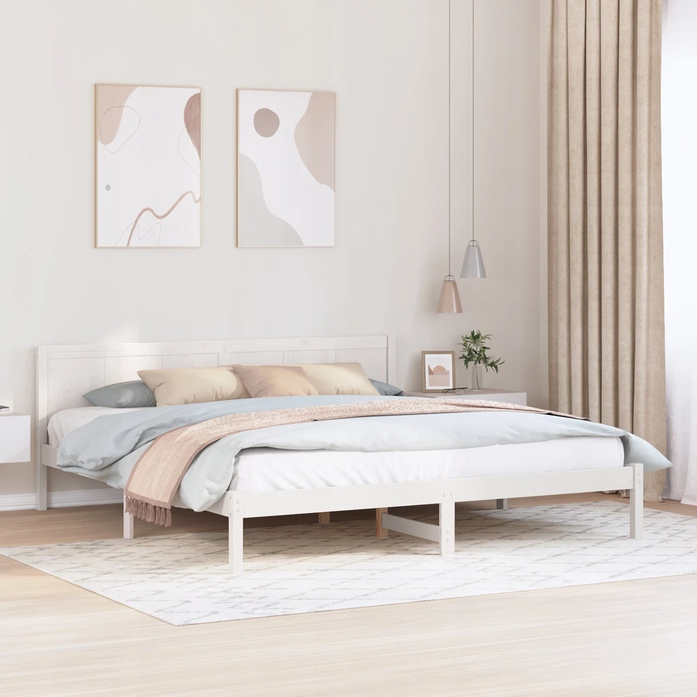 Lovos rėmas Balta 200 x 200 cm Pušies medienos masyvas
