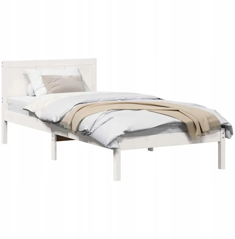 Lova Lovos rėmas Balta 90 x 200 cm Pušies medienos masyvas