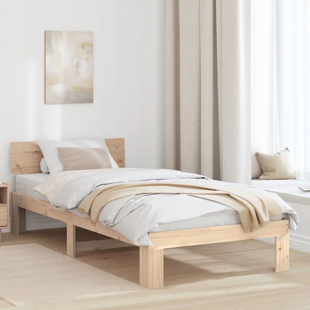 Lova Lovos rėmas Natūrali 90 x 200 cm Kietos pušies mediena