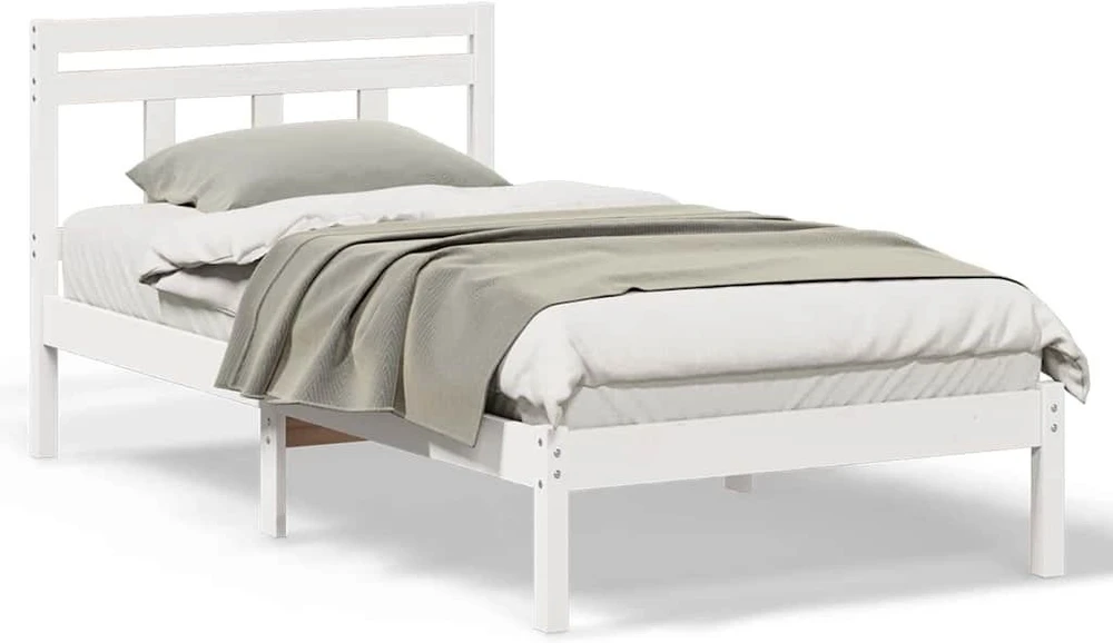 Lova Lovos rėmas Balta 90 x 190 cm Kietos pušies mediena