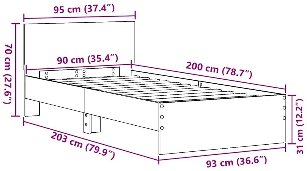 Lova Lovos Rėmas su Galvūgaliu Artisano ąžuolo 90 x 200 cm