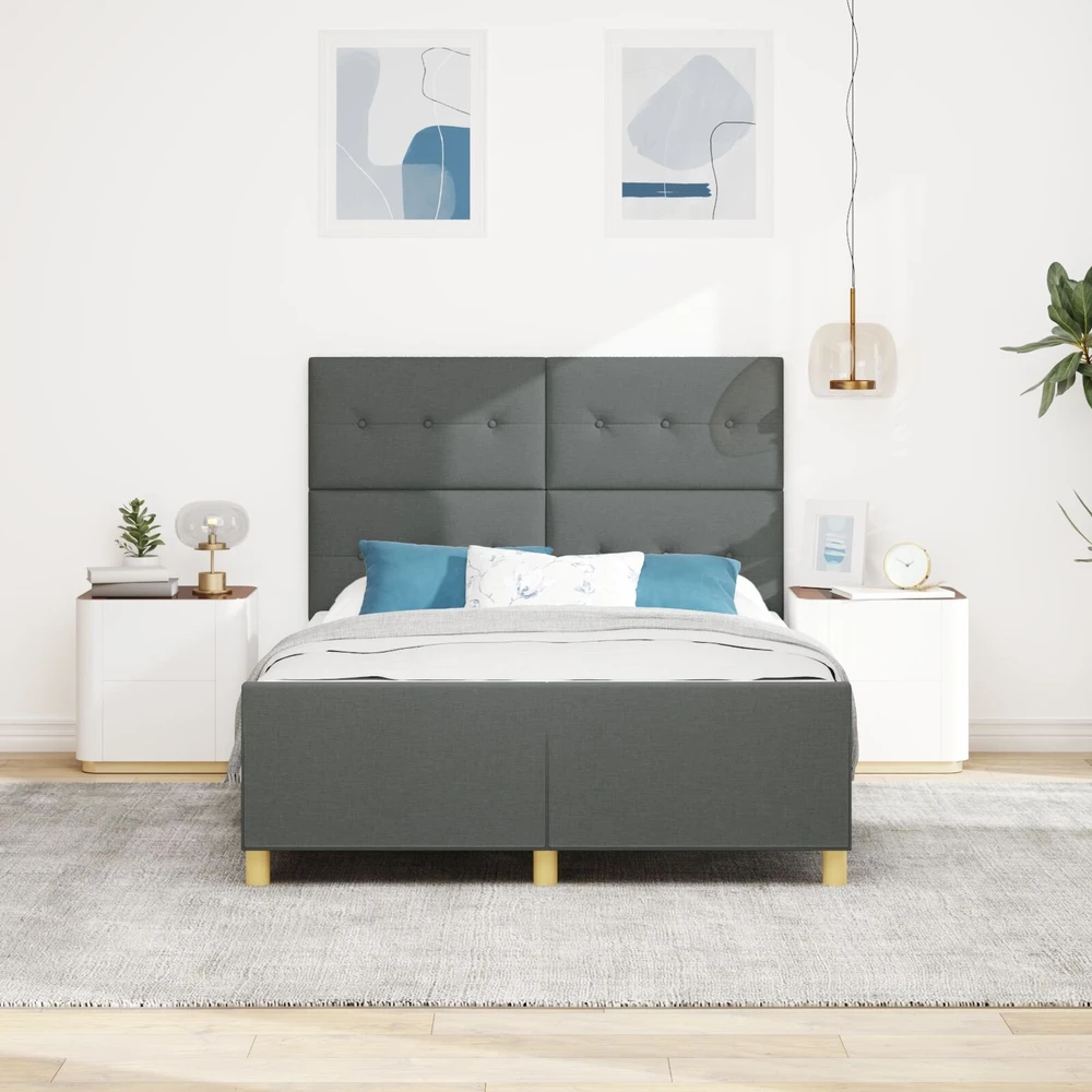 Lovos rėmas su galvūgalio Tamsiai pilka 160 x 200 cm audinys