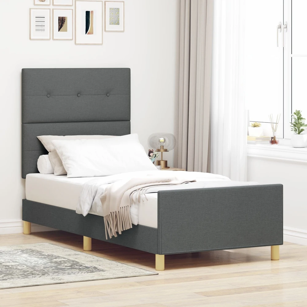 Lovos rėmas su galvūgalio Tamsiai pilka 80 x 200 cm audinys