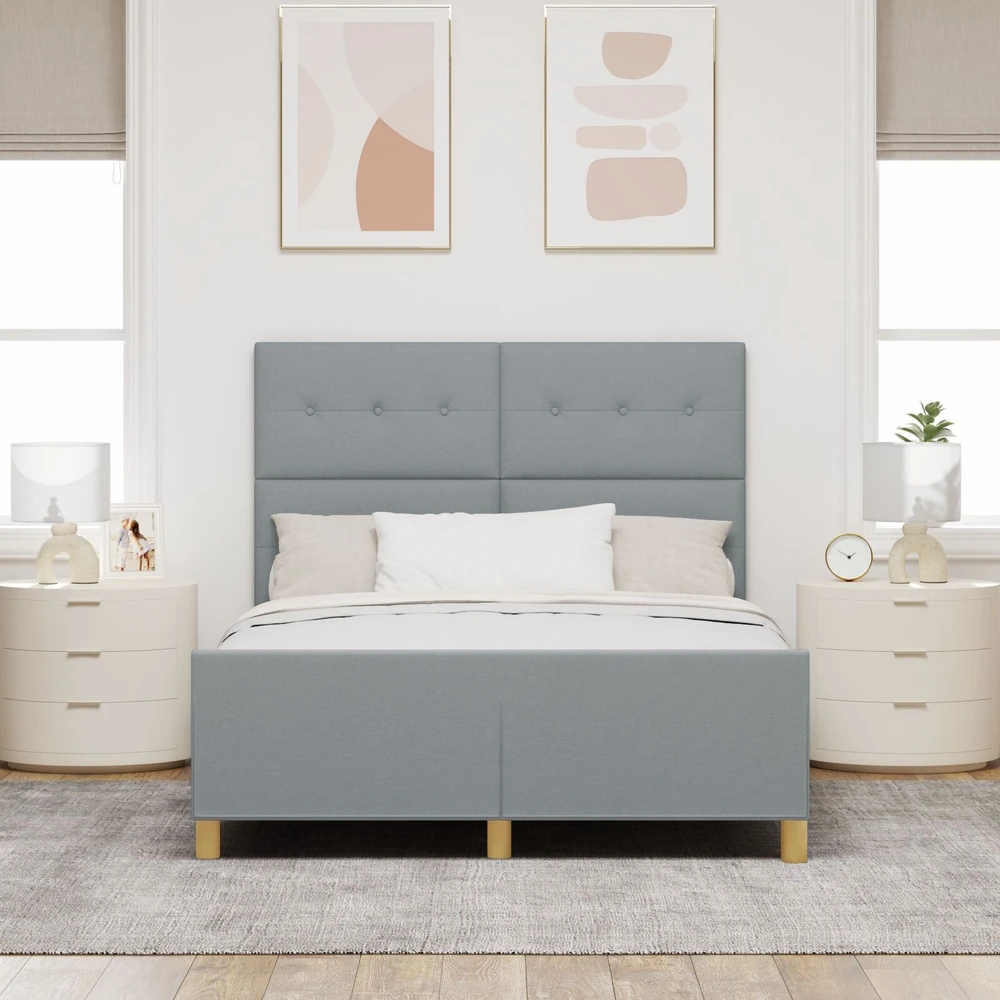 Lovos rėmas su galvūgalio Šviesiai pilka 160 x 200 cm audinys