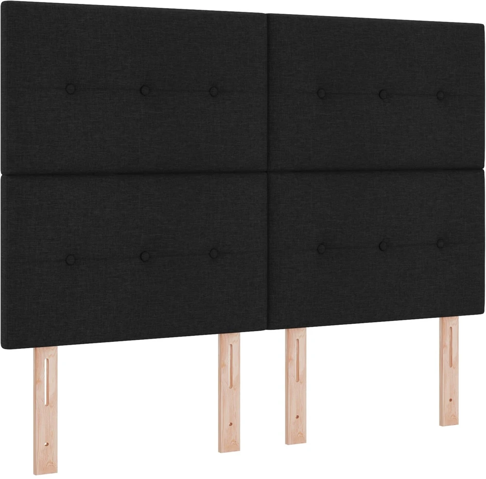 Lovos rėmas su pagalve su galvūgalio Juoda 160 x 200 cm audinys