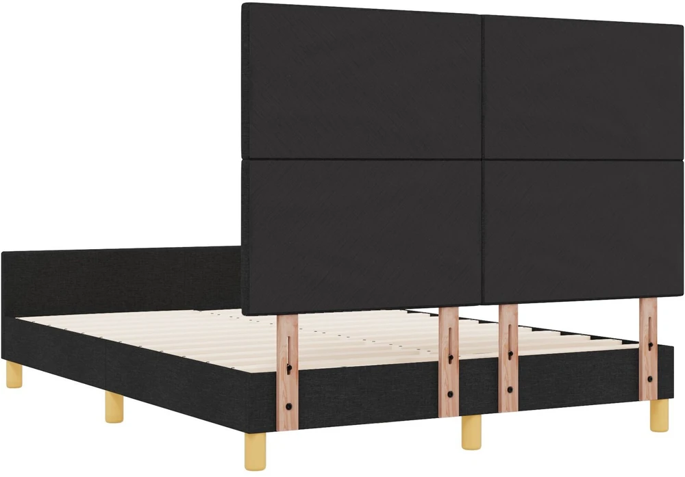 Lovos rėmas su pagalve su galvūgalio Juoda 160 x 200 cm audinys