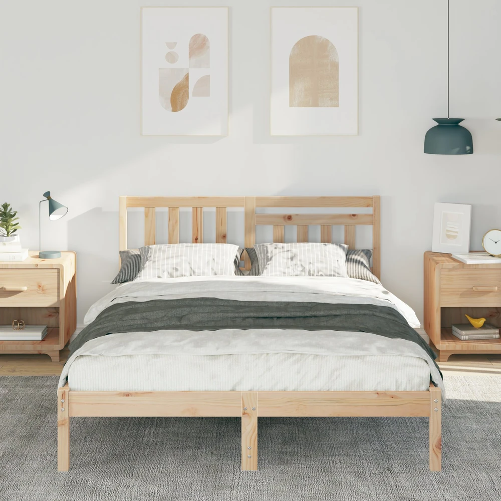 Lova Lovos rėmas Ruda 135 x 190 cm Kietos pušies mediena