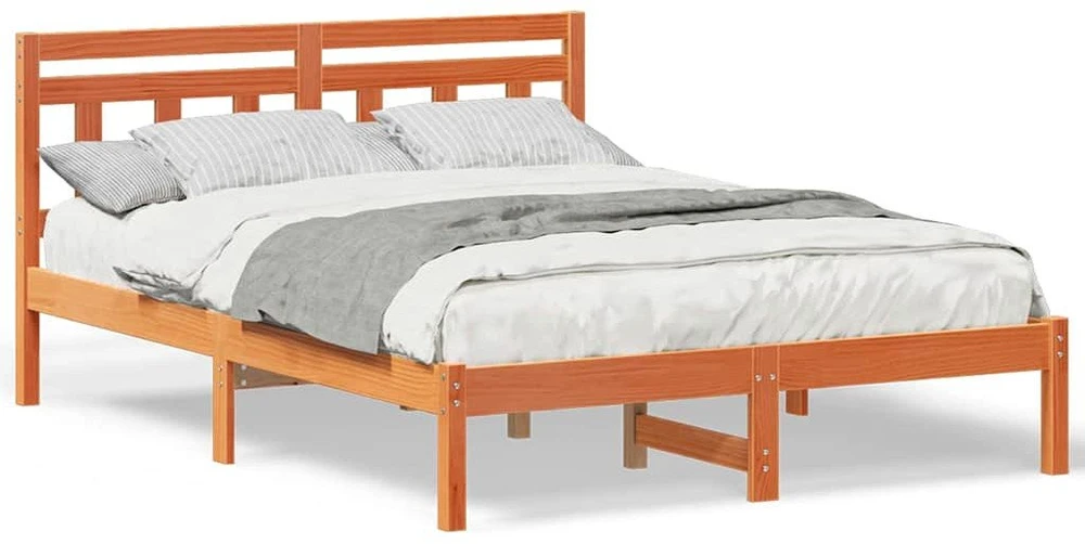 Lova Lovos rėmas Ruda 135 x 190 cm Kietos pušies mediena