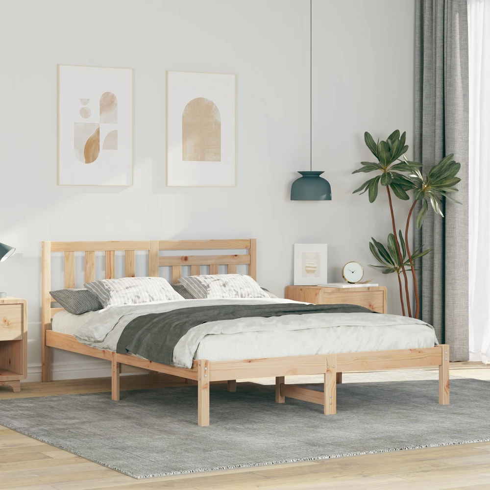 Lova Lovos rėmas Ruda 135 x 190 cm Kietos pušies mediena