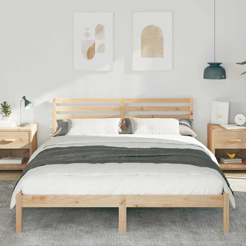 Lova Lovos rėmas Ruda 160 x 220 cm Kietos pušies mediena