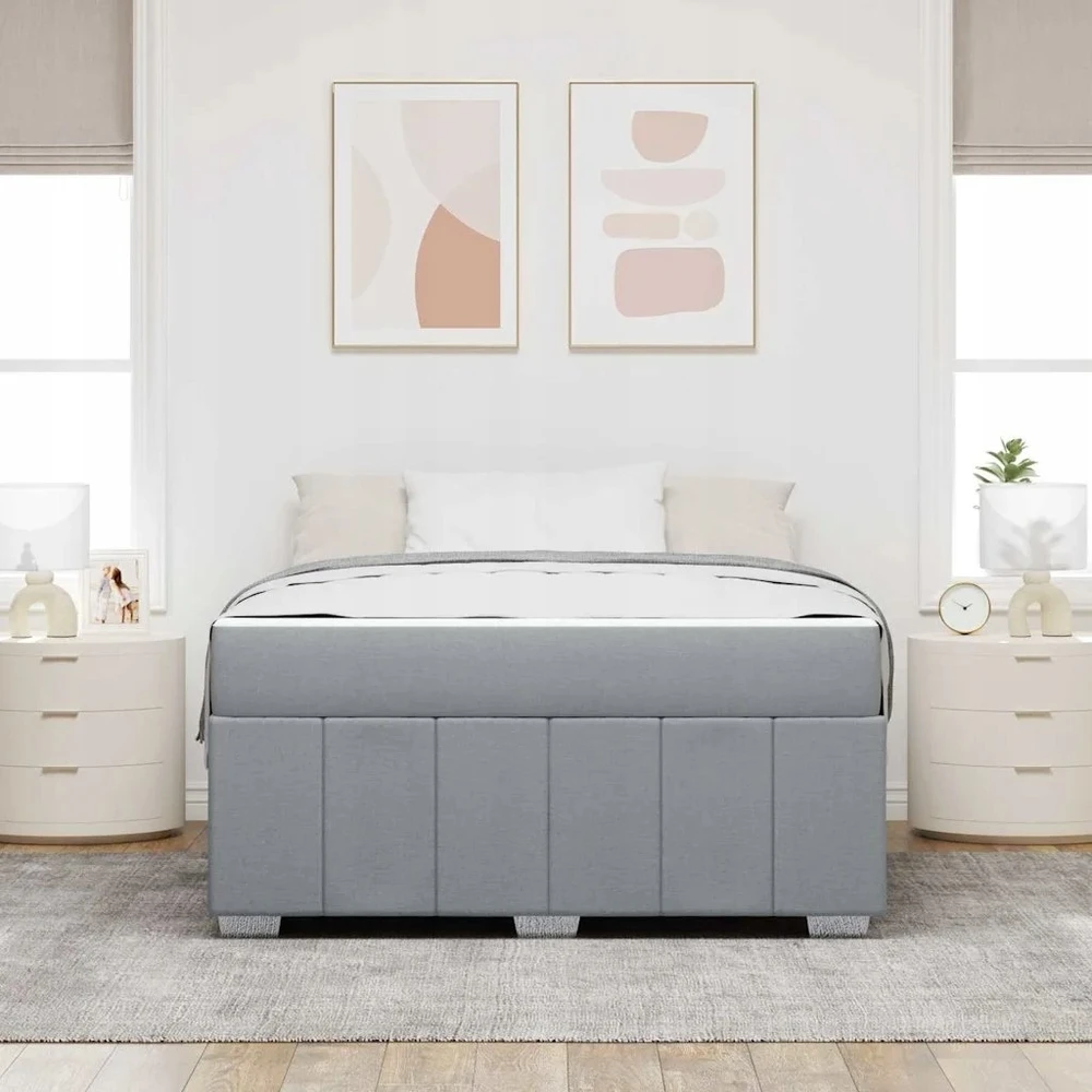 Lovos rėmas su čiužiniu Šviesiai pilka 160 x 200 cm audinys