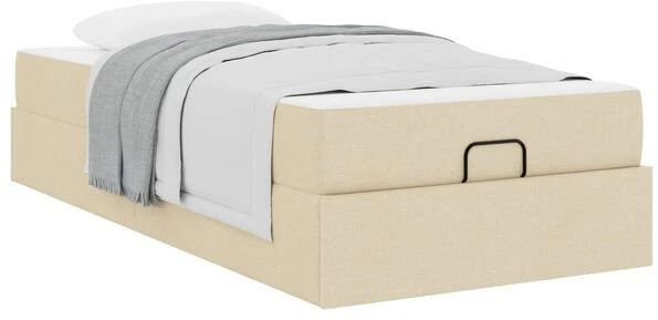 Lova Lovos rėmas su čiužiniu su čiužiniu 2 pcs Kreminė audinys
