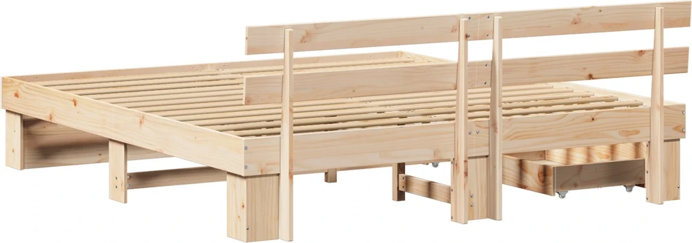 Lovos rėmas su stalčių Ruda 200 x 200 cm Kietos pušies mediena