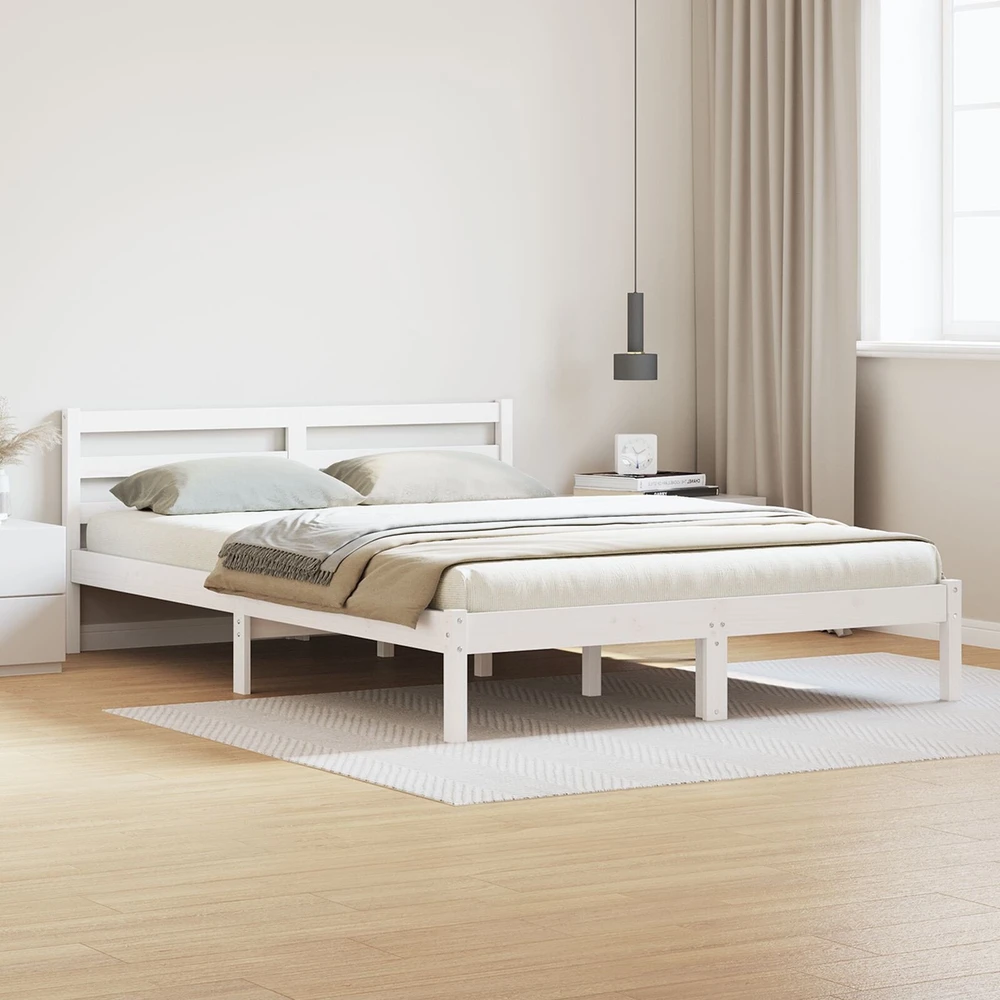 Lova Lovos rėmas Balta 215,5 x 165,5 x 69,5 cm Kietas pušies medis