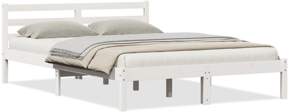 Lova Lovos rėmas Balta 215,5 x 165,5 x 69,5 cm Kietas pušies medis