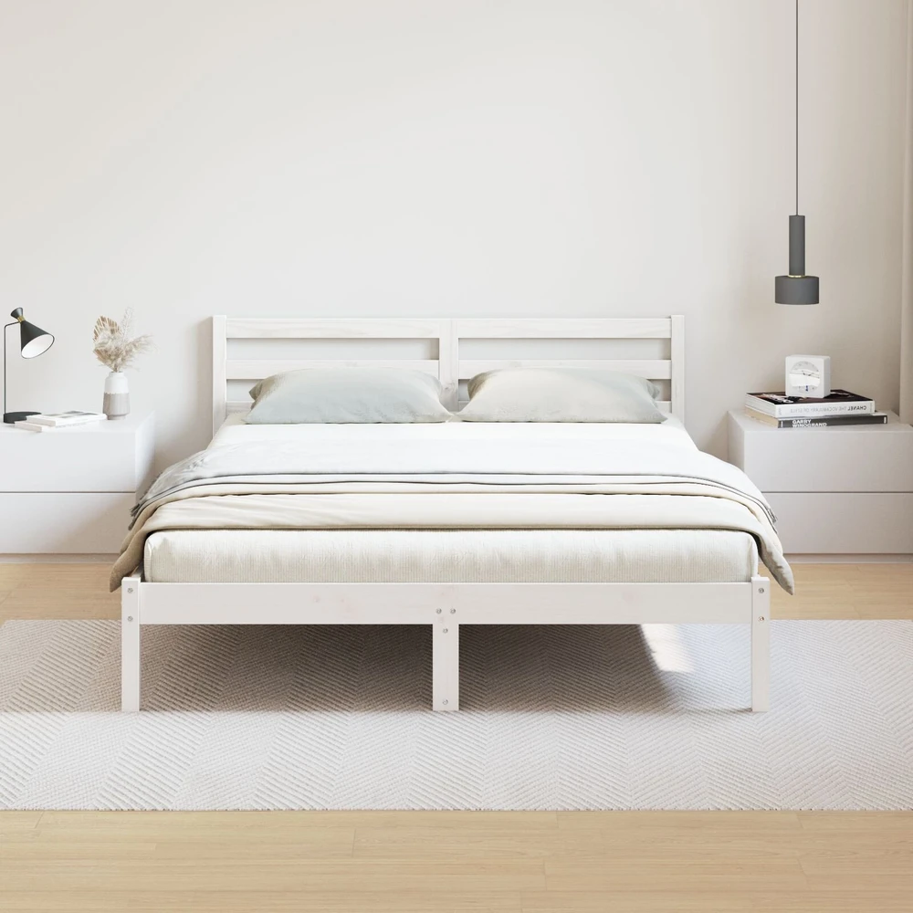 Lova Lovos rėmas Balta 215,5 x 165,5 x 69,5 cm Kietas pušies medis
