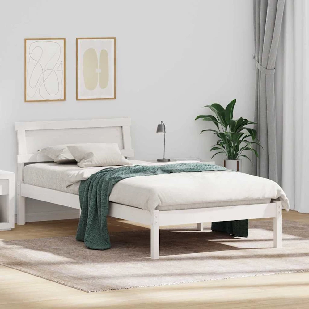 Lovos rėmas Balta 100 x 200 cm Kietos pušies mediena