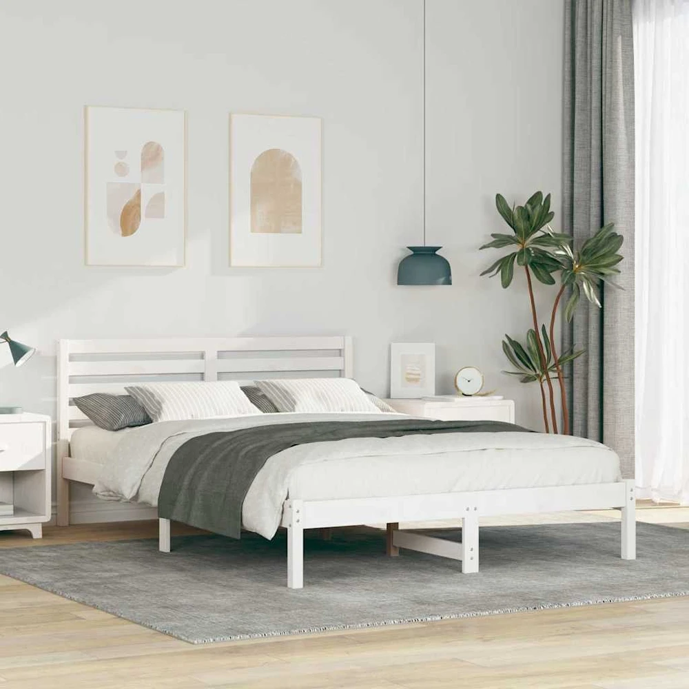 Lova Lovos rėmas Balta 140 x 210 cm Kietos pušies mediena