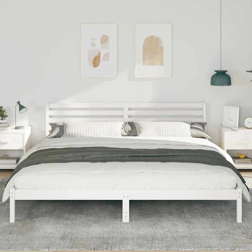 Lova Lovos rėmas Balta 180 x 210 cm Kietos pušies mediena