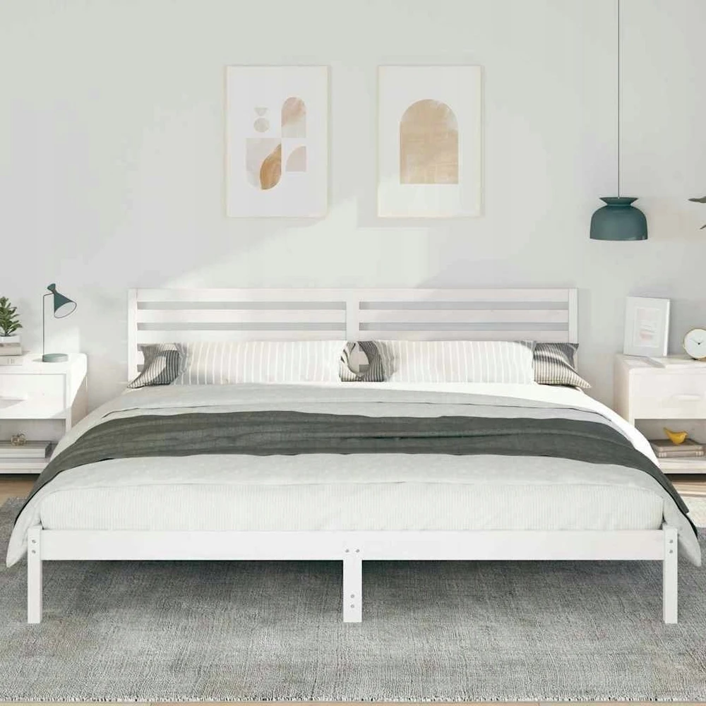 Lova Lovos rėmas Balta 180 x 220 cm Kietos pušies mediena