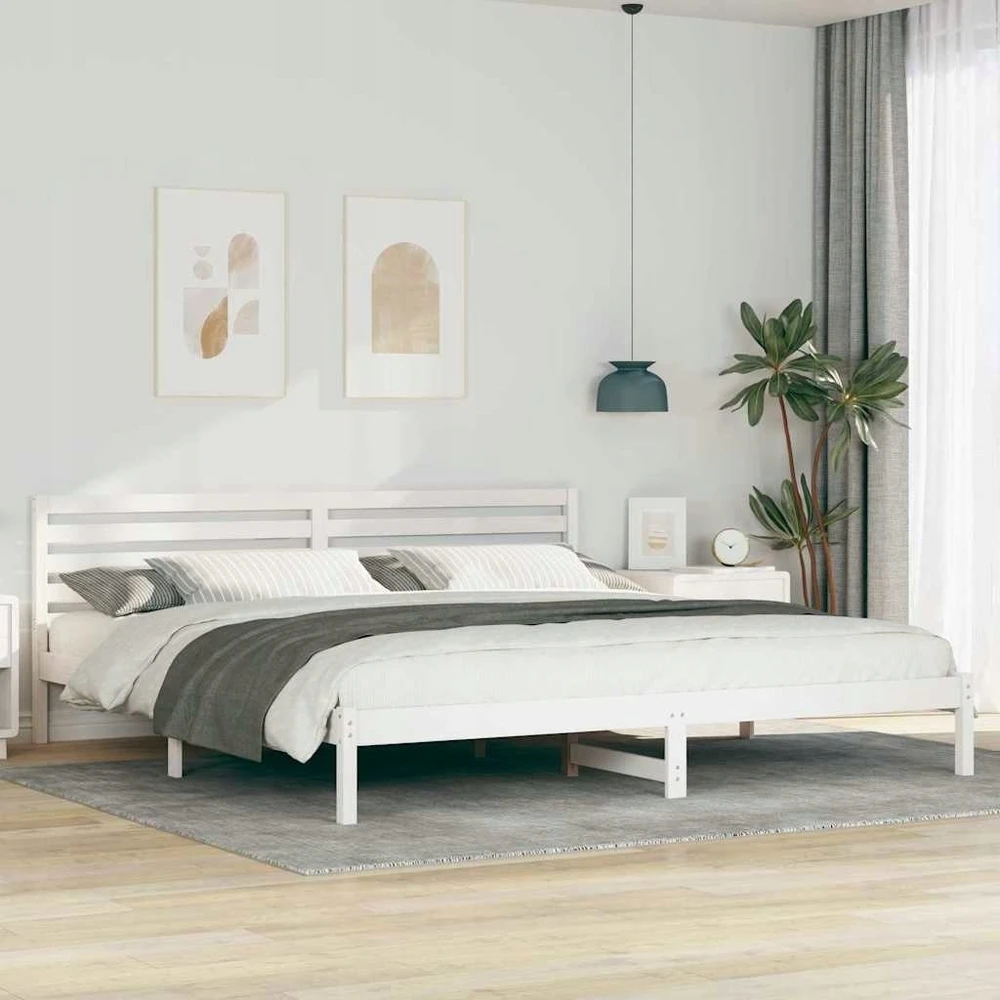 Lova Lovos rėmas Balta 200 x 220 cm Kietos pušies mediena