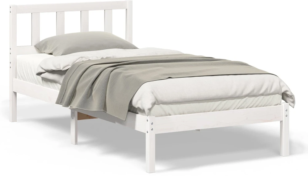 Lova Lovos rėmas Balta 75 x 190 cm Kietos pušies mediena