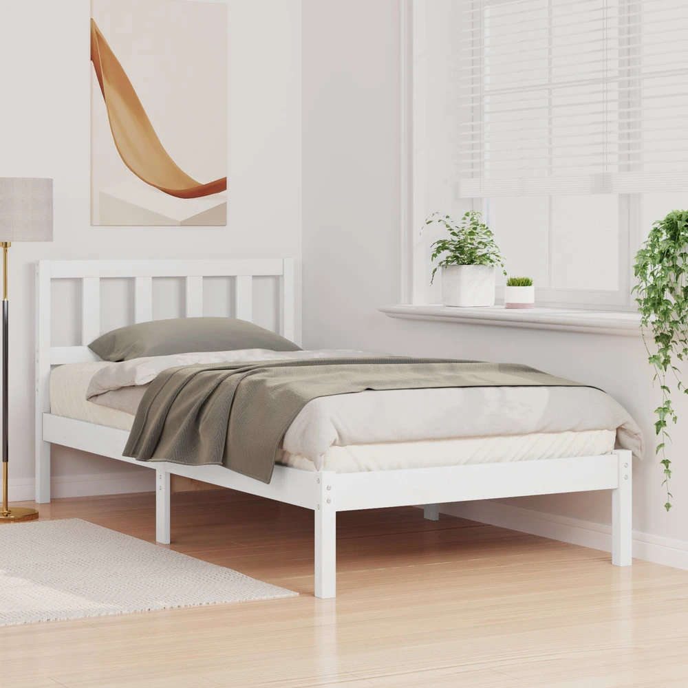 Lova Lovos rėmas Balta 75 x 190 cm Kietos pušies mediena