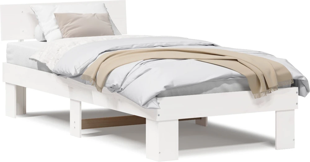Lova Lovos rėmas Balta 90 x 190 cm Kietos pušies mediena