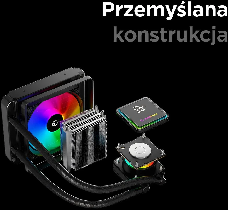 CPU aušintuvas RAMPAGE INFINITE V120 Juodas ARGB Intel LGA1700/AMD AM5 120mm liquid cooler CPU Fan