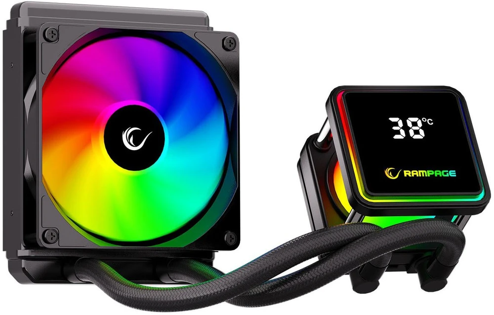 CPU aušintuvas RAMPAGE INFINITE V120 Juodas ARGB Intel LGA1700/AMD AM5 120mm liquid cooler CPU Fan