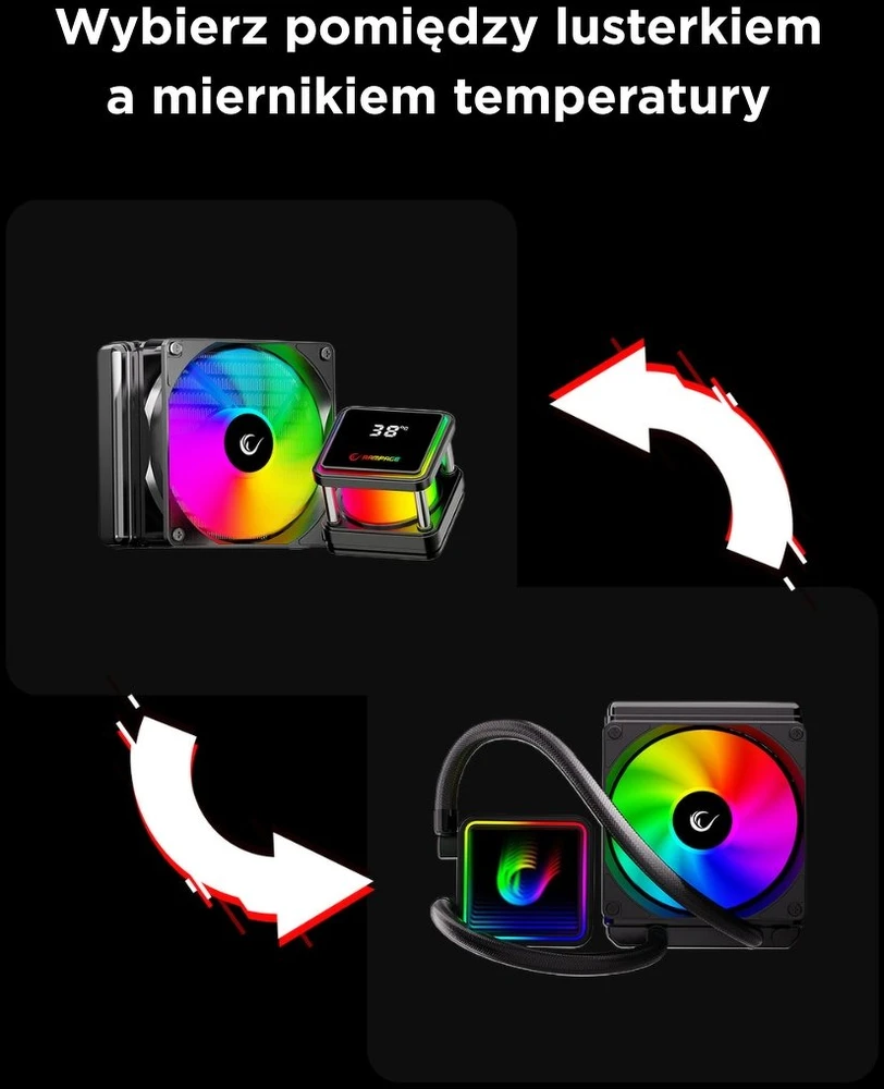 CPU aušintuvas RAMPAGE INFINITE V120 Juodas ARGB Intel LGA1700/AMD AM5 120mm liquid cooler CPU Fan